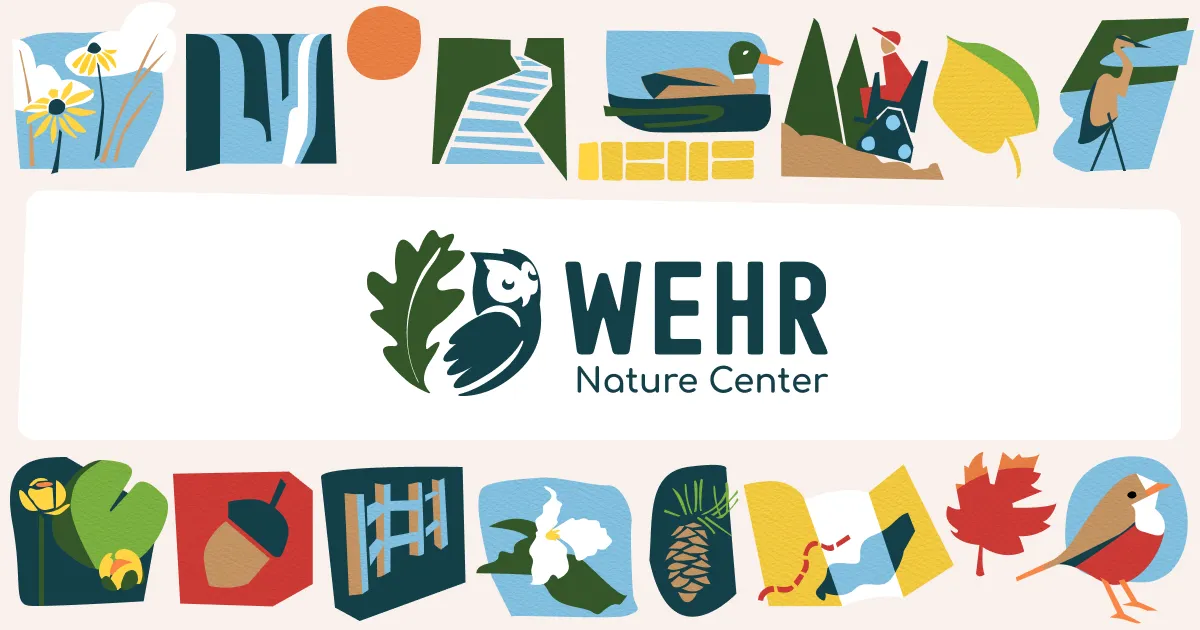 Wehr Nature Center Logo and illustrations of park features